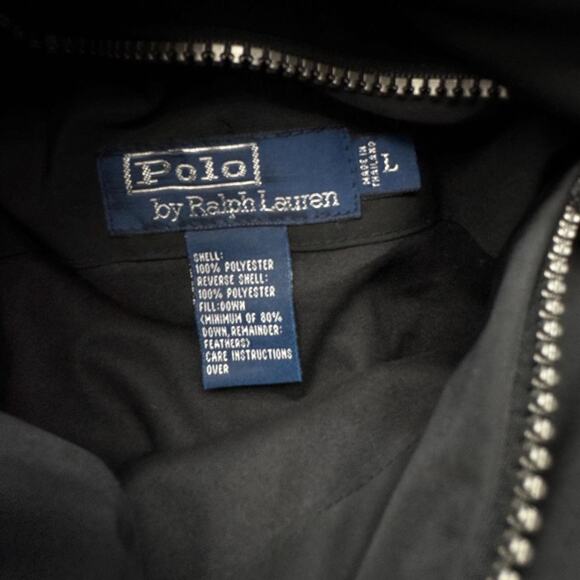 Polo Ralph Lauren Jacket Mens Large Black Red Down Reversible Puffer Winter Coat - Picture 2 of 16